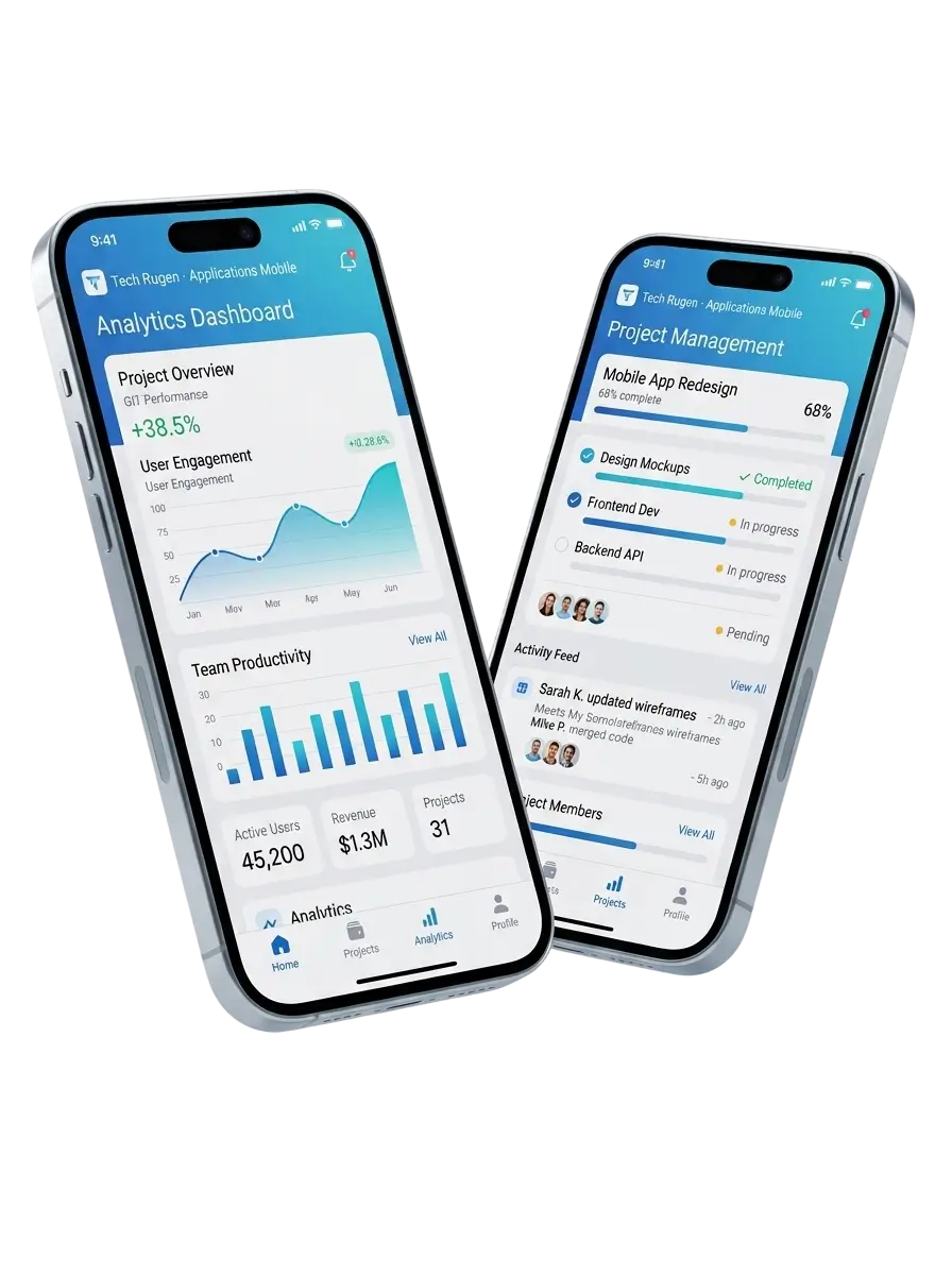 Deux téléphones affichant une application mobile