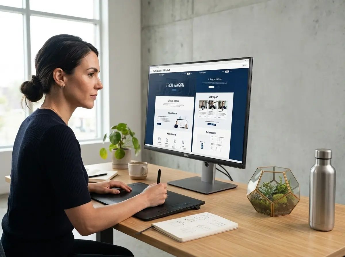 Designer travaillant sur une interface numérique